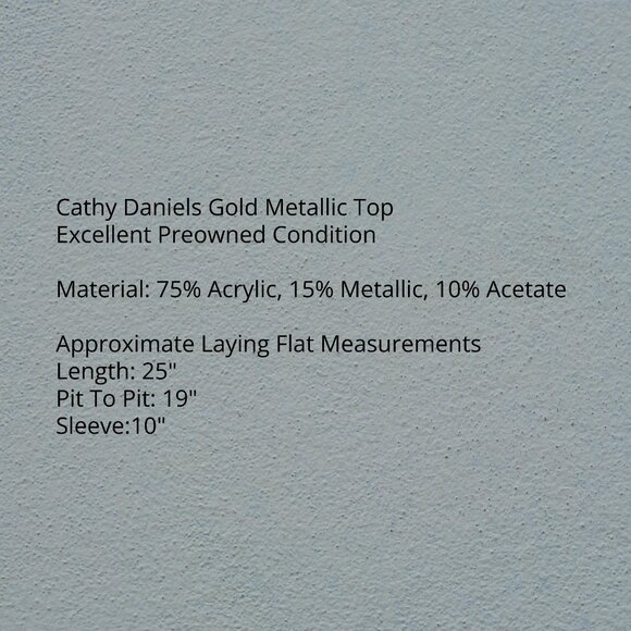 Cathy Daniels Size Medium Gold Metallic Top - Picture 5 of 7